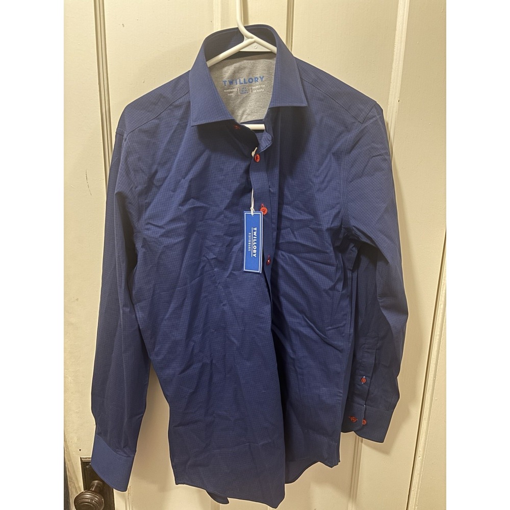 Twillory Mens Navy Blue Red Button Button Up Shirt Sz 15.5 32/33 NWT